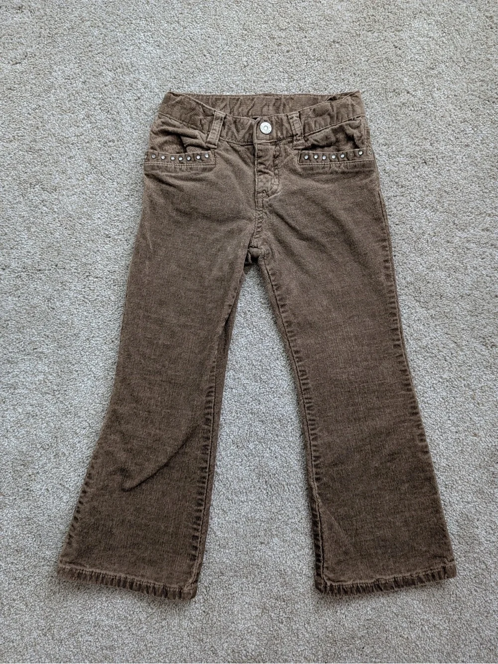 The Children's Place Brown Cord Flare Pants with Studded Pockets